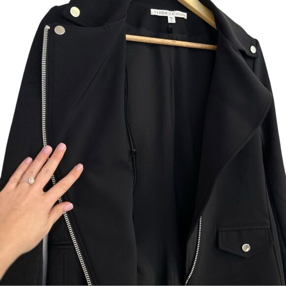 Veronica Beard Black Hadley Neoprene Moto Jacket, Size 10 - Picture 14 of 15